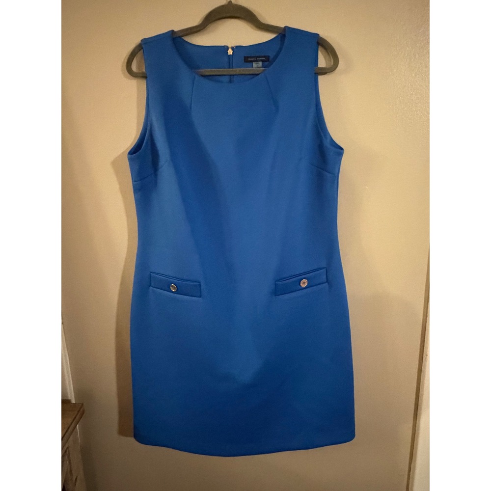 Tommy Hilfiger Womens Royal Blue‎ Sleeveless Sheath Dress Gold Button Detail 16
